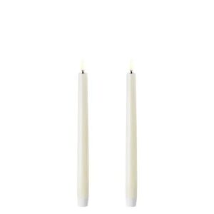 LED taper candle, Ivory, Smooth, 2-pack, 2,3x25 cm