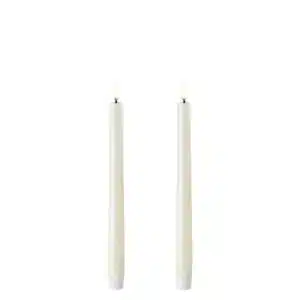 LED taper candle, Ivory, Smooth, 2-pack, 2,3x25 cm