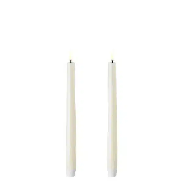LED taper candle, Ivory, Smooth, 2-pack, 2,3x25 cm