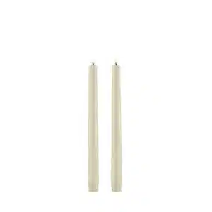 LED taper candle, Oyster grey, Smooth, 2-pack, 2,3x25 cm
