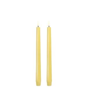LED taper candle, Wheat Yellow, Smooth, 2-pack, 2,3x25 cm