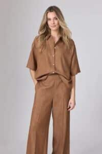 Mila Blouse ss lycocell - Tabacco
