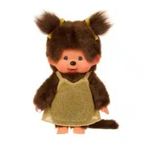 Monchhichi- Meisje in Gouden Glitterjurk - 20 cm