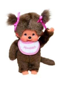 Monchhichi- Meisje met Slab Roze - 20cm
