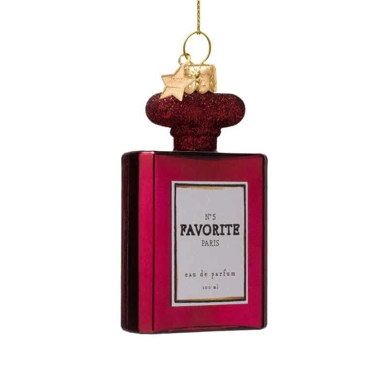 Ornament burgundy perfume w/glitters