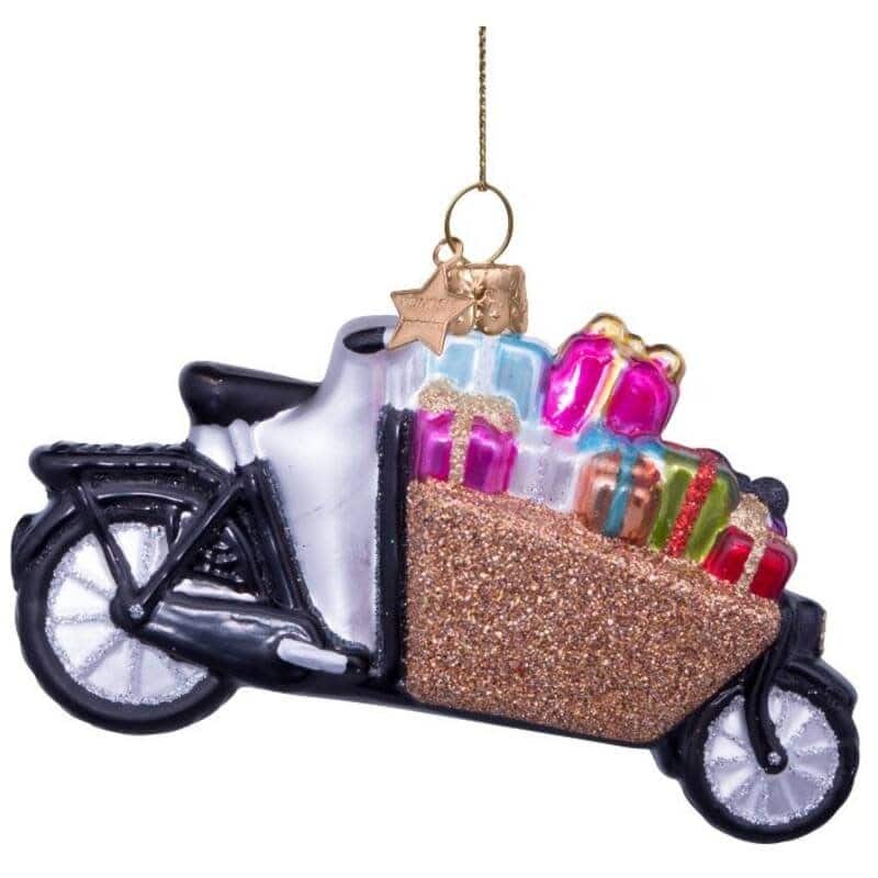Ornament glass bakfiets with gifts