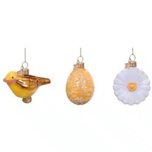 Ornament glass Easter set bird egg & daisy