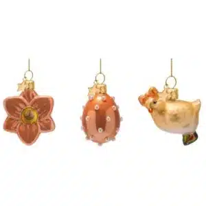 Ornament glass Easter set - Flower, Egg & Chick
