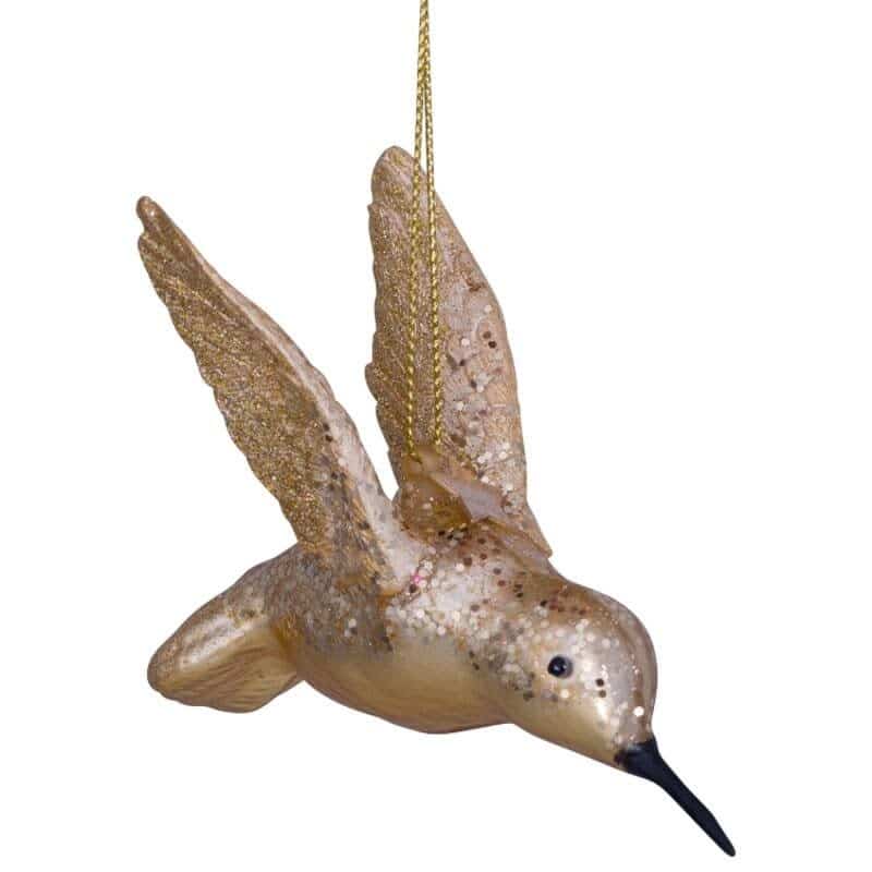 Ornament glass gold hummingbird