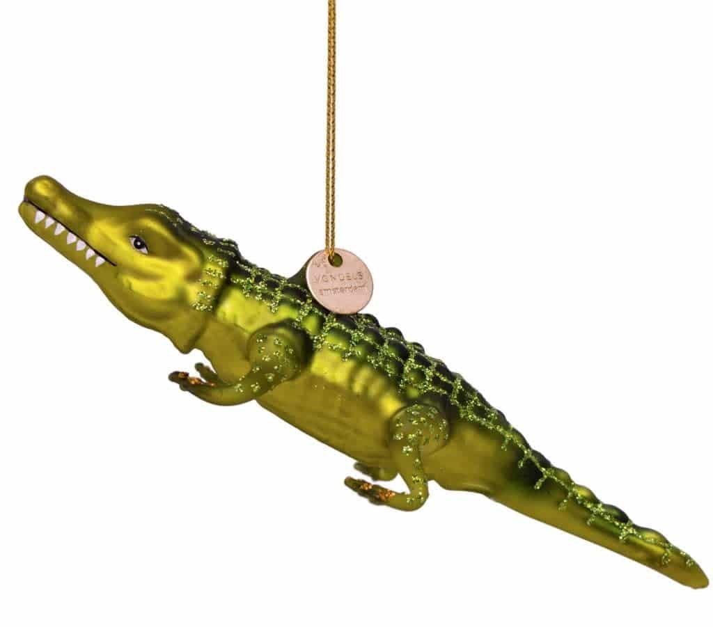 Ornament glass green crocodile