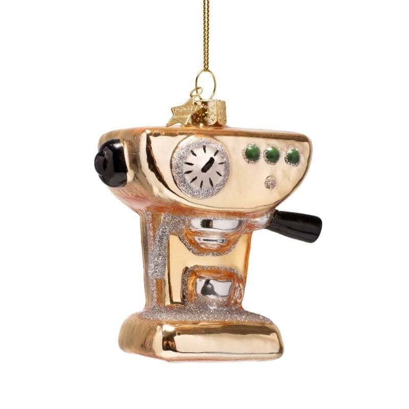 Ornament shiny gold coffee machine