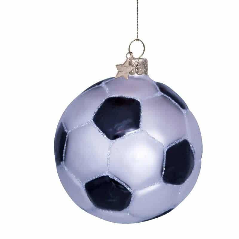 Ornament white/black glitter football