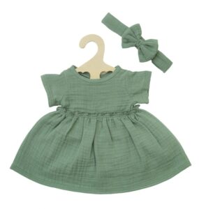Poppen jurk met haarband groen (28-35cm)