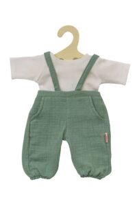 Poppen tuinbroek groen met t-shirt (35-45cm)