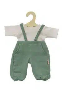 Poppen tuinbroek groen met t-shirt (35-45cm)