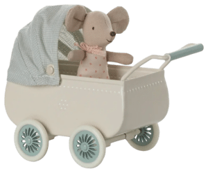 Pram with Baby Mouse - Mint