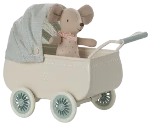 Pram with Baby Mouse - Mint