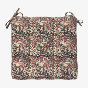 Printed cotton chair pad - Grey, sand, old rose, dusty blue