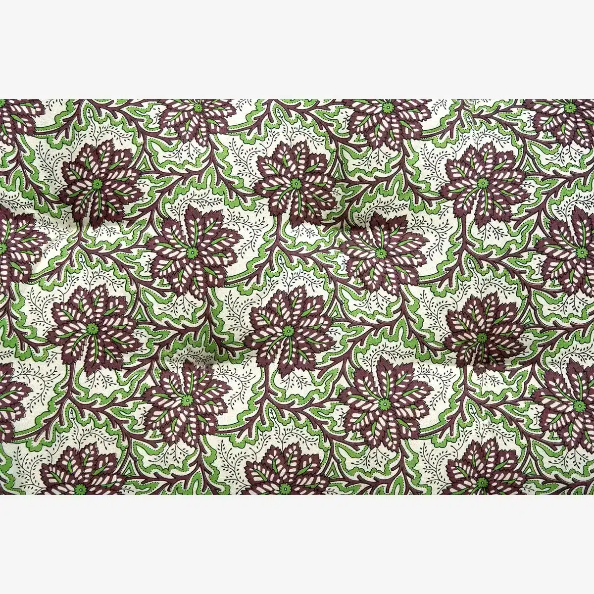 Printed cotton mattress - Off white, brown, green
