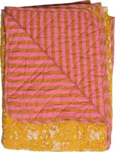 Quilt Ethnic - Small flower - Yellow/pink - 140x180 cm