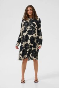 Rachel Elitha Short Dress - Black Offwhite Flower