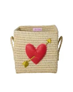 Raffia opbergmand - Hart Cupido