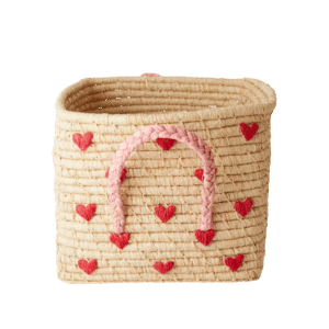 Raffia opbergmand - hartjes