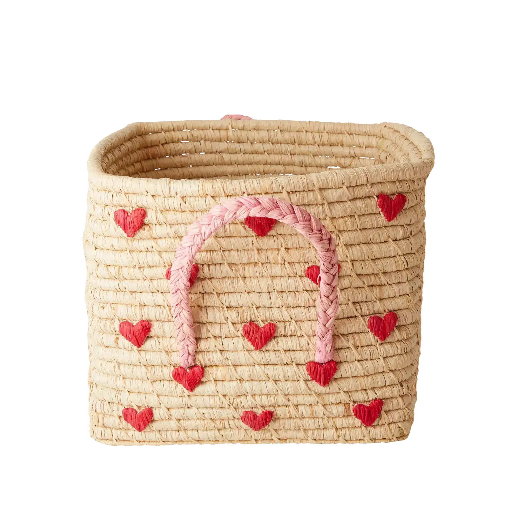 Raffia opbergmand - hartjes