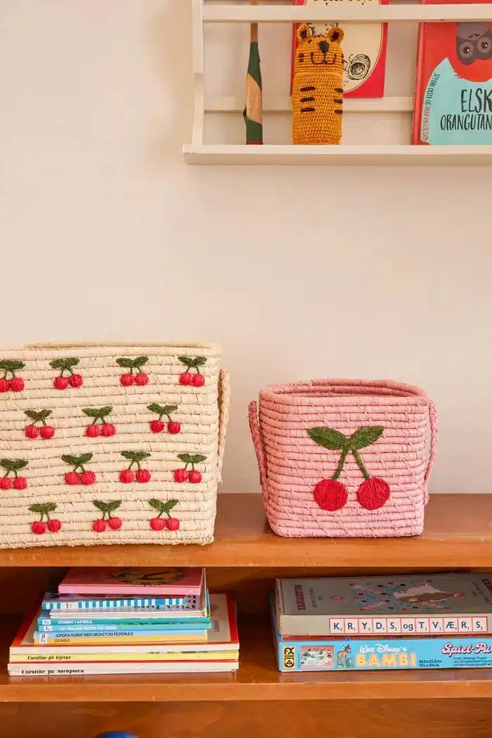 Raffia opbergmand - Kleine kersjes
