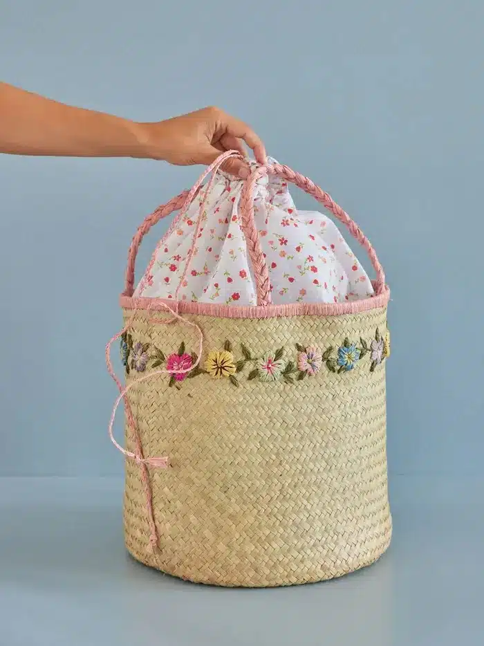 Raffia Tas - Bloemen
