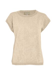 Remi Cap Sleeve Knit Top - Fog Sand Metallic