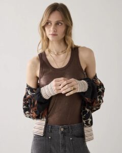 Rib tanktop cotton rib - Coffee