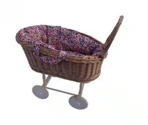 Rieten Poppenwagen Flower
