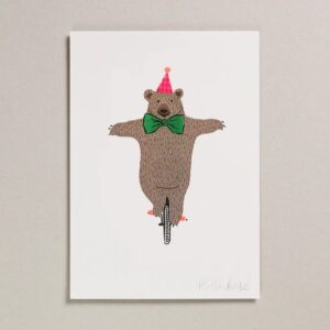 Risograph Print A4 - Circus Bear