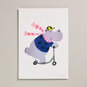 Risograph Print A4 - Hippo