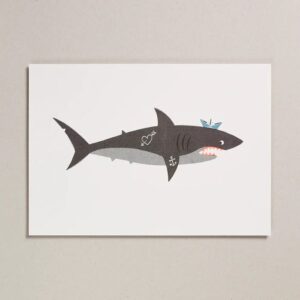 Risograph Print A4 - Shark