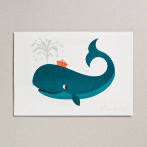 Risograph Print A4 - Whale