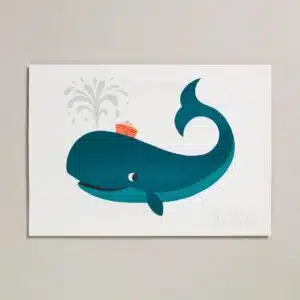 Risograph Print A4 - Whale