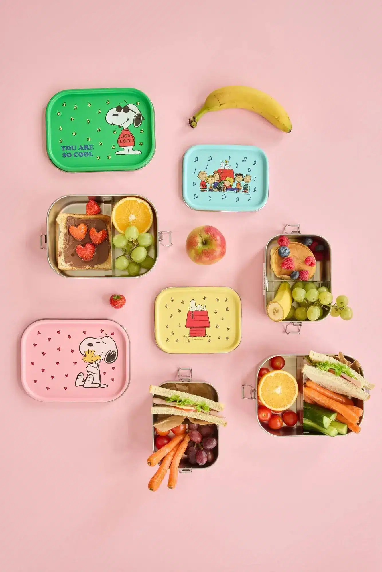 Roestvrijstalen Lunchbox - Geel - Snoopy Print