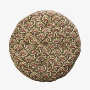 Round cotton chair pad - Olive, sand old rose, mustard