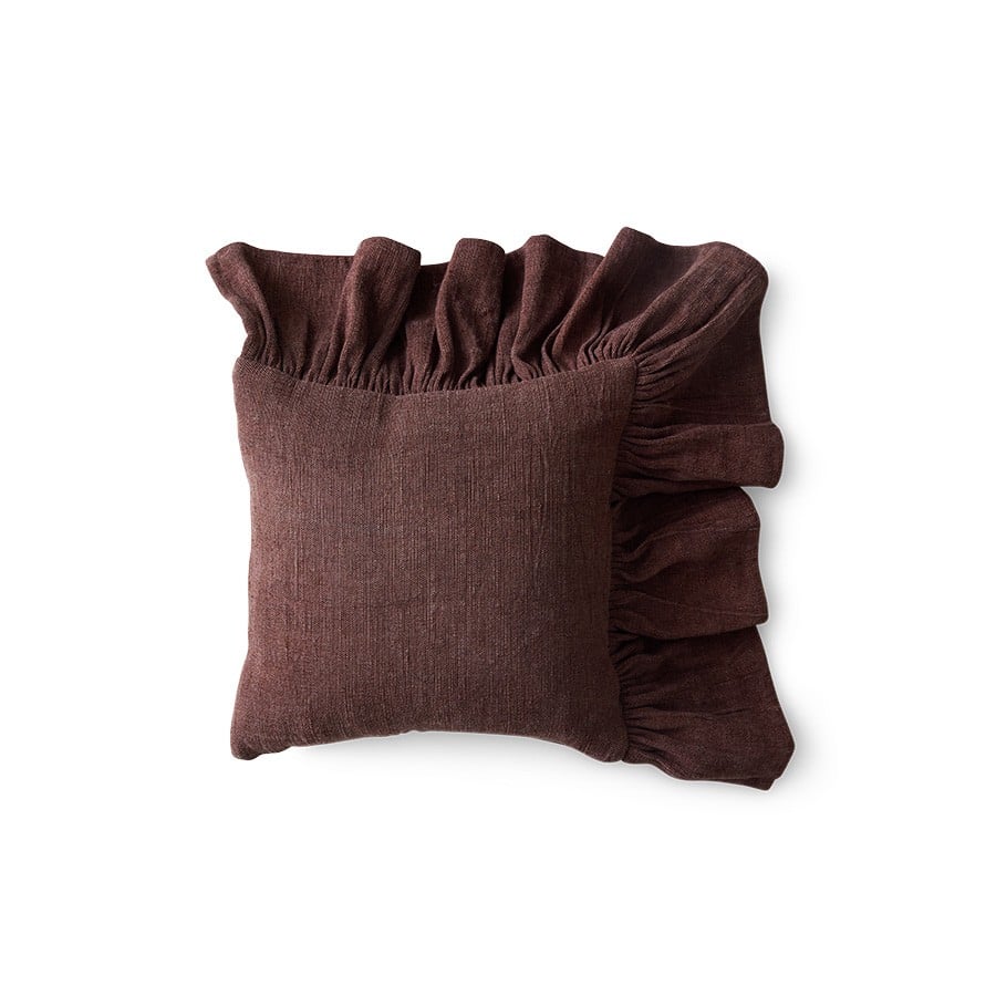 Ruffle cushion - Chestnut