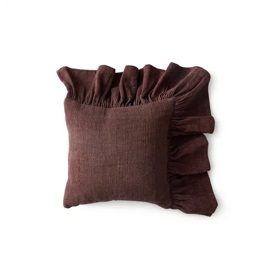 Ruffle cushion - Chestnut