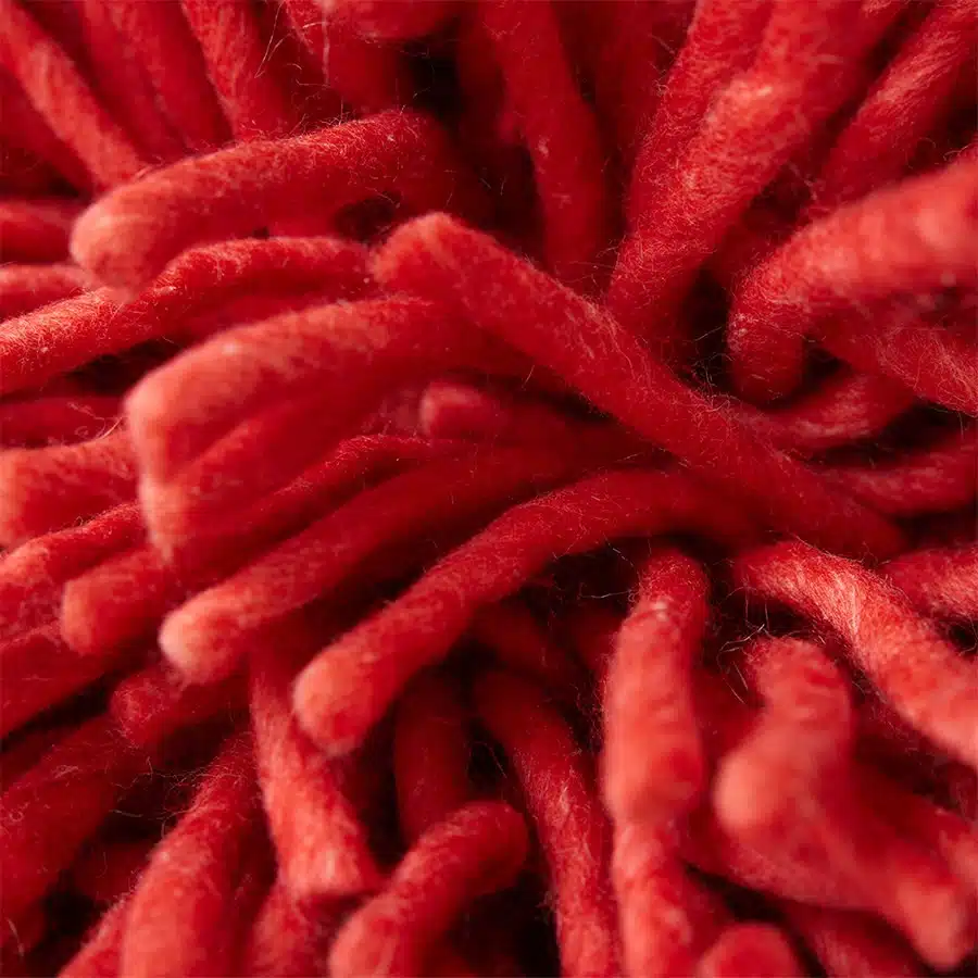 Rugged woolen cushion - Cherry Red