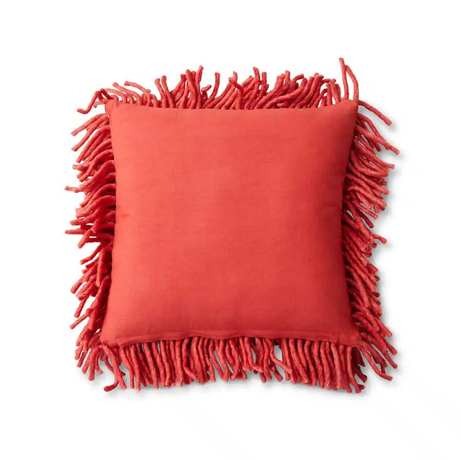 Rugged woolen cushion - Cherry Red