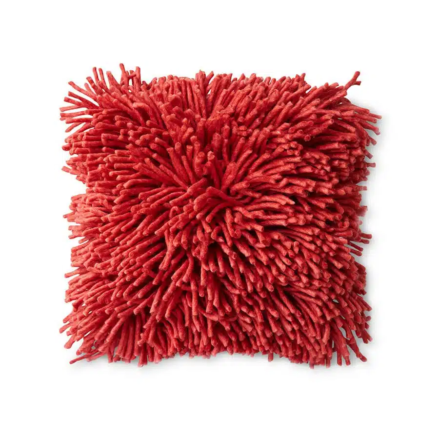 Rugged woolen cushion - Cherry Red