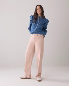 Straight fit jeans coloured denim - Rosesmoke