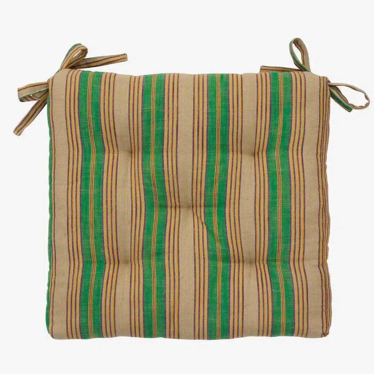 Striped cotton chair pad - Camel, green, purple, yellow