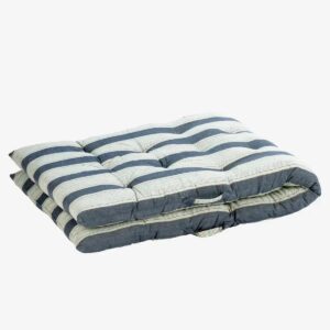 Striped cotton mattress - Blue, white, grey