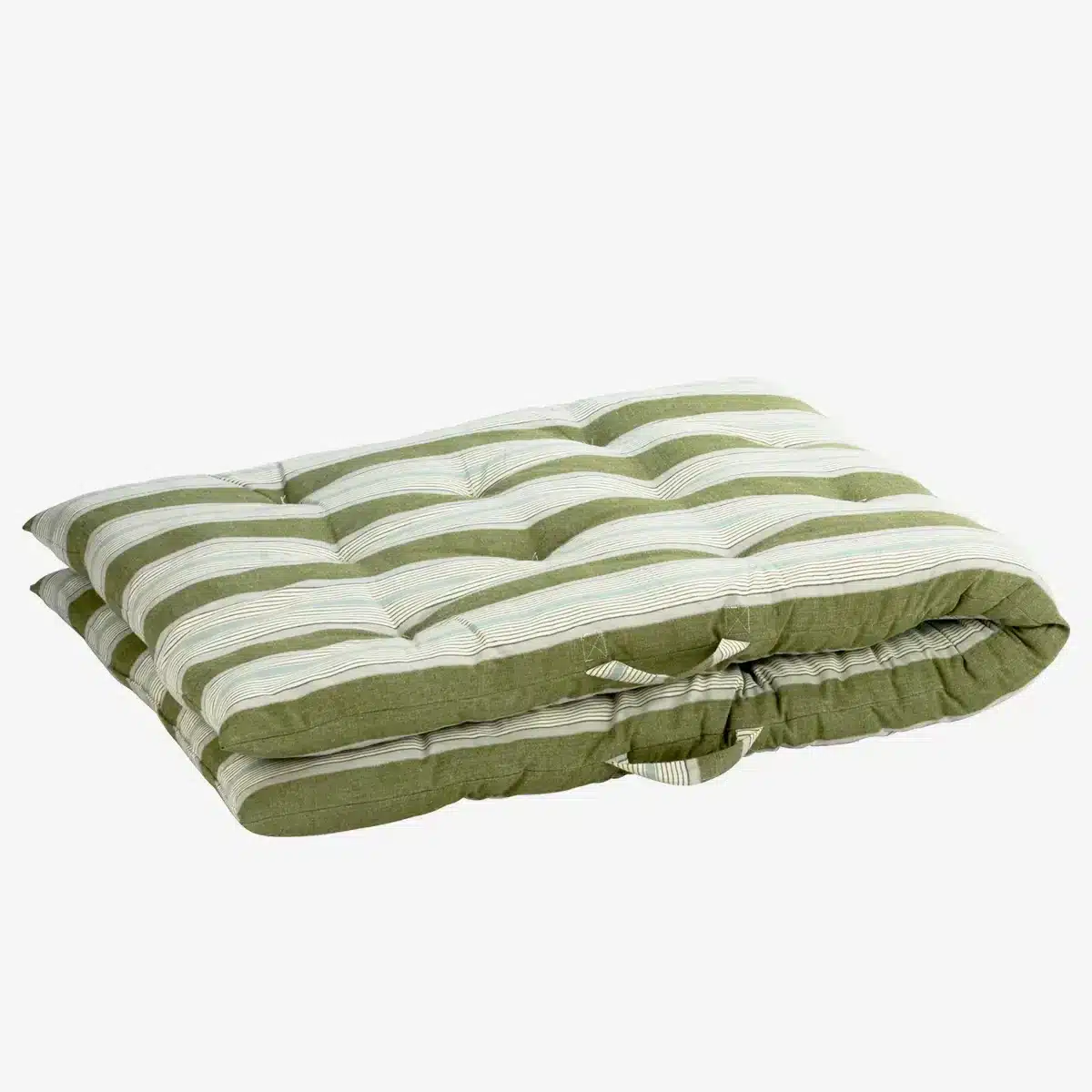 Striped cotton mattress - Green, white, light blue, grey