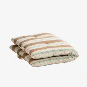 Striped cotton mattress - Old rose, white, light blue, grey